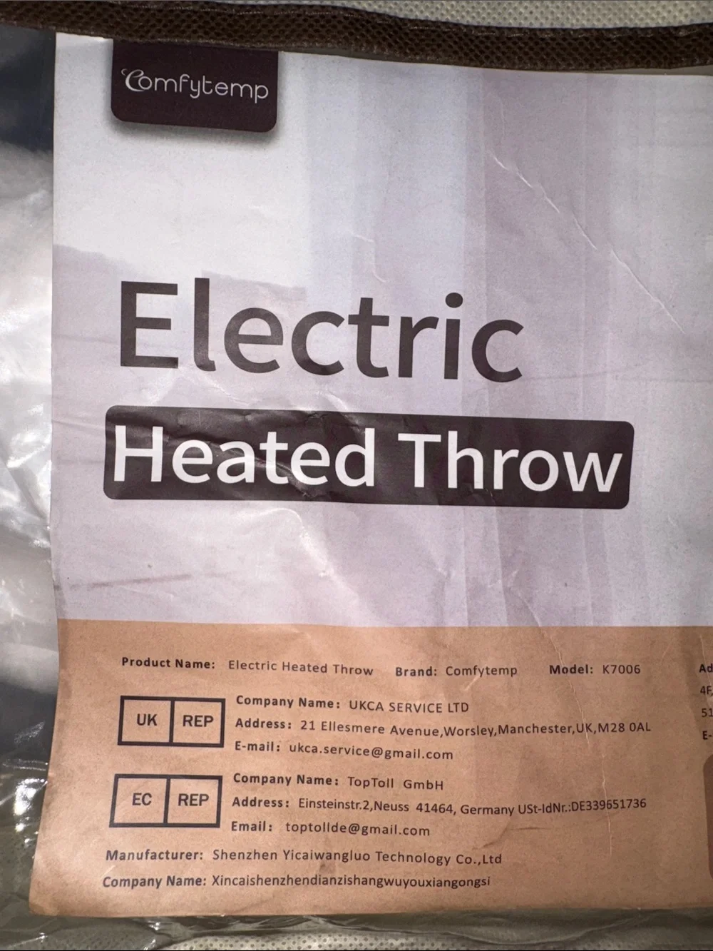 Electric Heated Throw Blanket - Gray